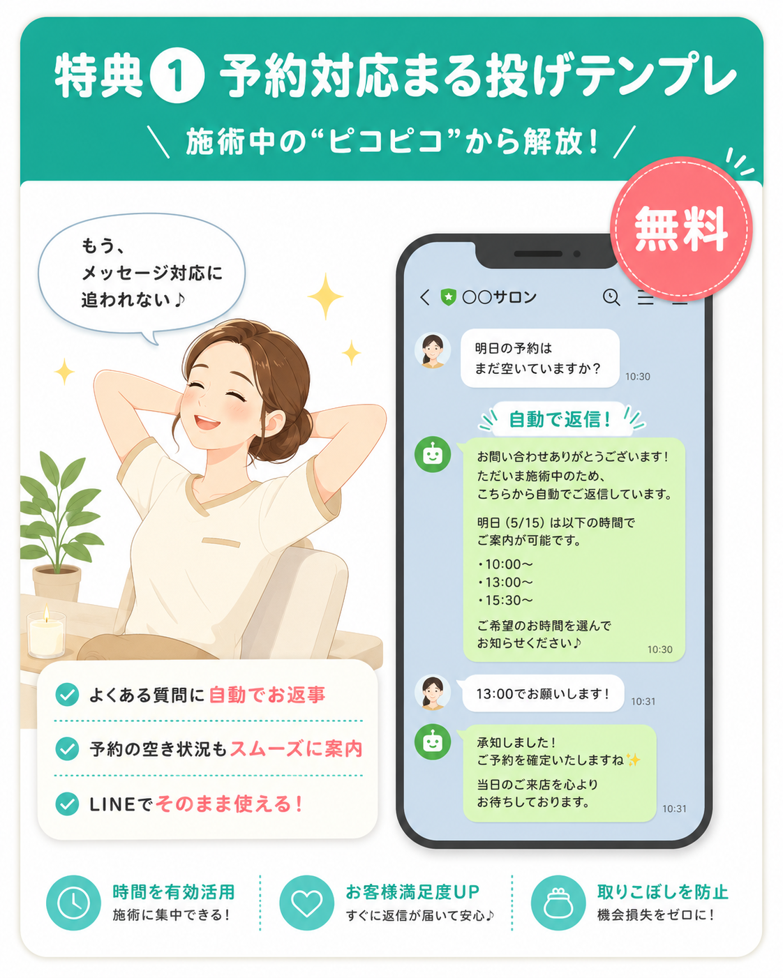 特典① 予約対応まる投げテンプレ